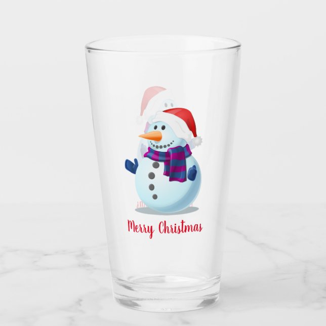 Copo De Pint Feliz Natal Snowman 1 (Frente)