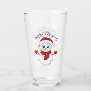 Copo De Pint Feliz Natal Snowmen Glass