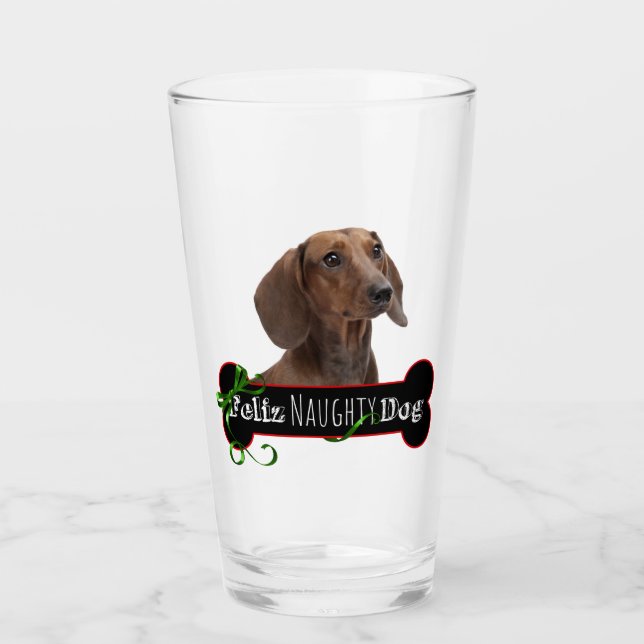 Copo De Pint Feliz Naughty Dachshund (Frente)