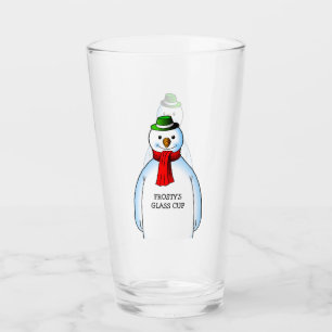 Copo De Pint Feliz Snowman na Taça de Vidro de Natal