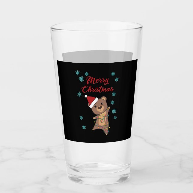 Copo De Pint Feliz Ursinho de Urso de Natal (Frente)