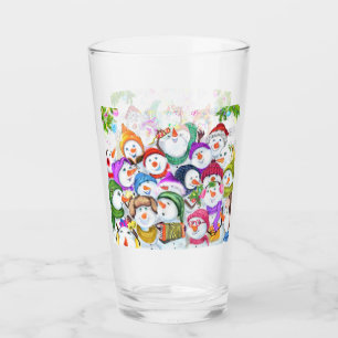 Copo De Pint Feliz Vidro de Natal Snowmans