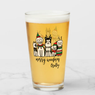 Copo De Pint Feliz Woofmas - Cães Fofos - Nome Personalizado de