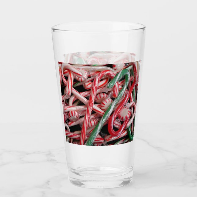 Copo De Pint Feriado de Natal Candy Canes and Peppermints (Frente)