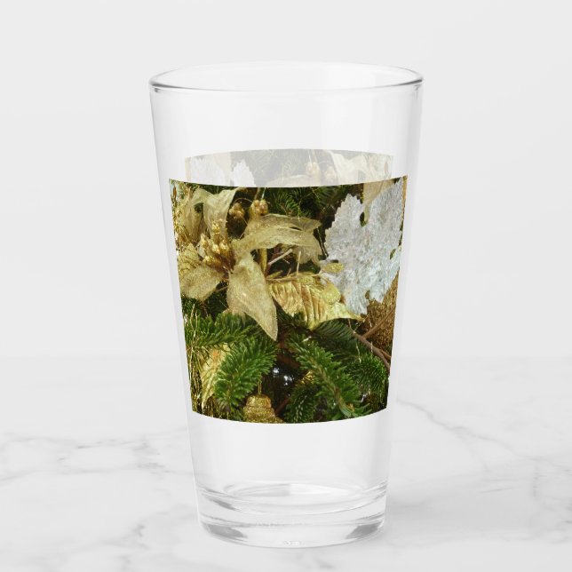 Copo De Pint Feriado de Prata e Dourado Árvore de Natal II (Frente)