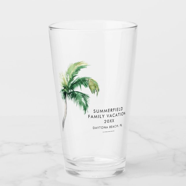 Copo De Pint Férias da Família Palm Tree Personalizadas (Frente)