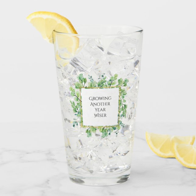 Copo De Pint Festa de aniversário verde elegante personalizável (Gelo frontal)