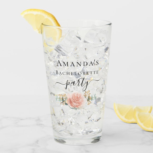 Copo De Pint Festa de despedida de solteira em ouro rosa com fl (Gelo frontal)