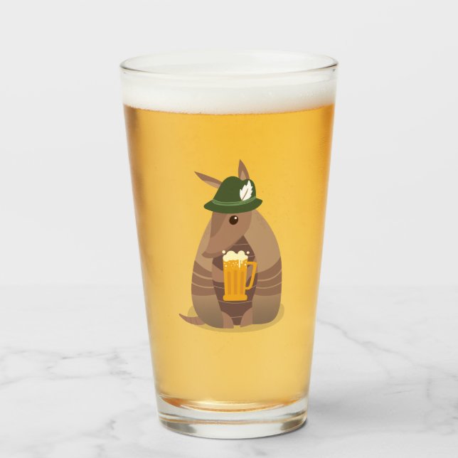 Copo De Pint Festival Beer Bebendo Armadillo Texas (Frente (Preenchido))