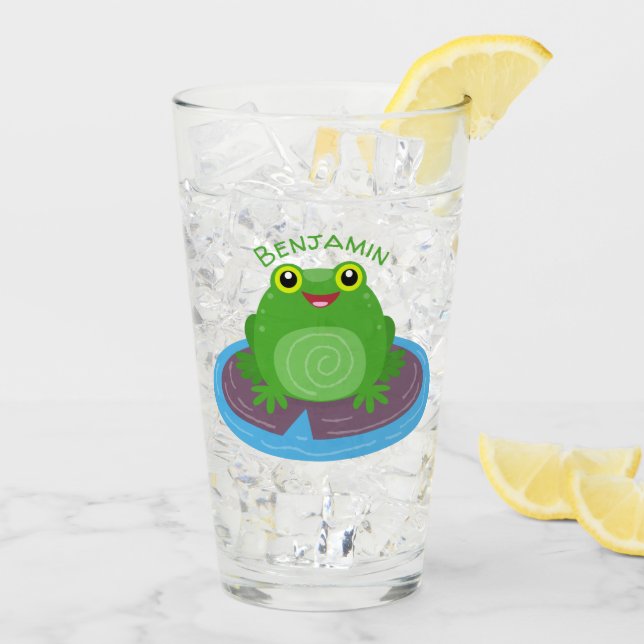 Copo De Pint Figura de desenho animado do sapo verde-bonito (Gelo traseiro)