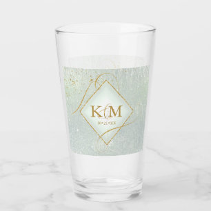 Copo De Pint Fine Lines Dourado Abstrato Wedding Sage Green ID8