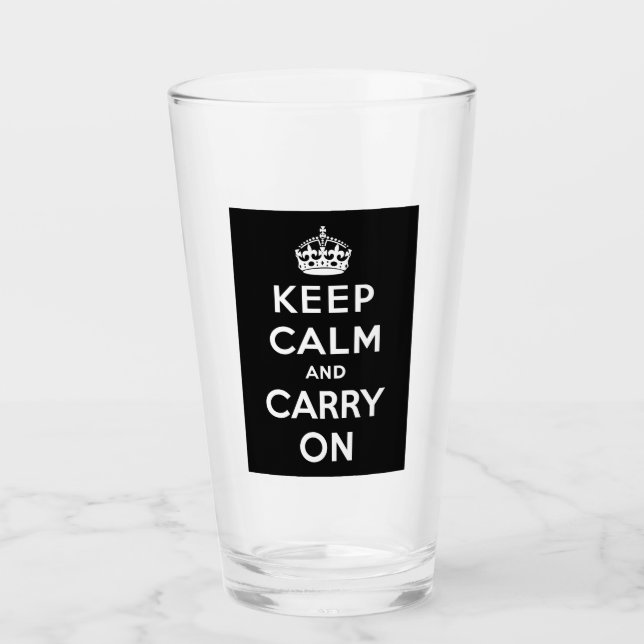 Copo De Pint Fique calmo e continue ligado (Design preto) (Frente)