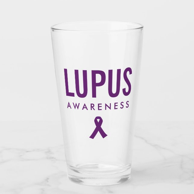 Copo De Pint Fita de Sensibilização do Lupus Roxo (Frente)