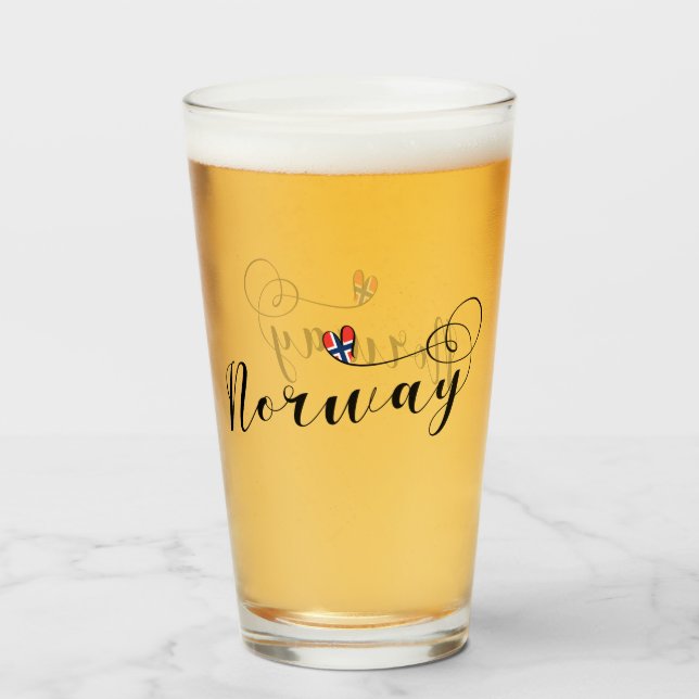 Copo De Pint Flag Heart Design, Noruega (Traseira (Preenchido))