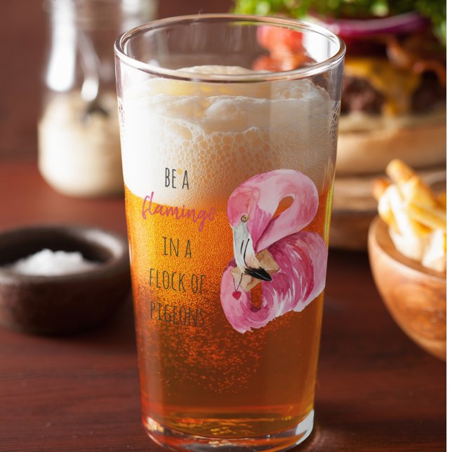 Copo De Pint Flamingo, Cor de Água Rosa Moderna, Com Citação (Criador carregado)