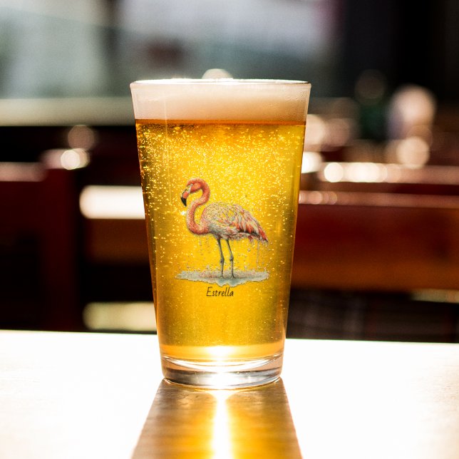 Copo De Pint Flamingo Radiance: Aquarela tropical, personalizaç (Criador carregado)