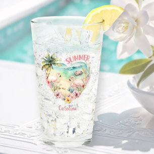 Copo De Pint Flamingo Summer Beach Heart Tropical Pink Name