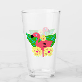 Copo De Pint Flamingo tropical e flores