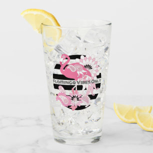 Copo De Pint Flamingo Vibes Apenas Black & White Stripes Flamin