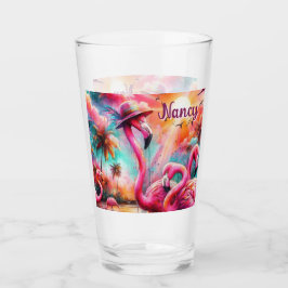 Copo De Pint Flamingos Palmeiras Rosa Tropicais Personalizadas