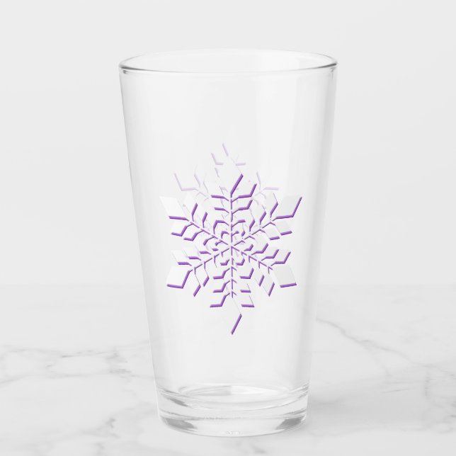 Copo De Pint Floco de neve branco sombreado em violeta vermelha (Frente)