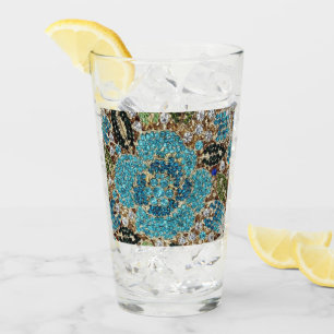 Copo De Pint flor azul-azul-turquesa prateada boêmica