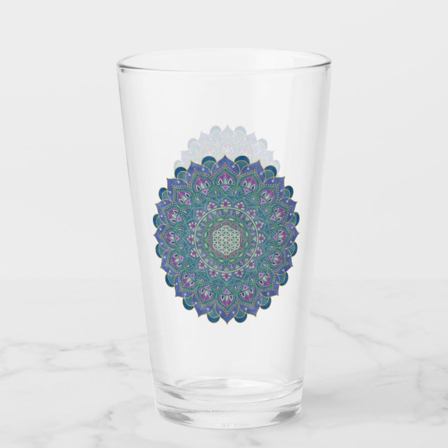 Copo De Pint Flor Da Vida - Estilo De Mandala Índia 1 (Frente)