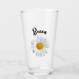 Copo De Pint Flor de Margarida Branca Animada em Vidro Personal