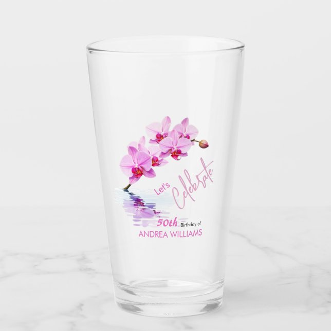 Copo De Pint Flor de Orquídea Selvagem Brilhante 50º Aniversári (Frente)