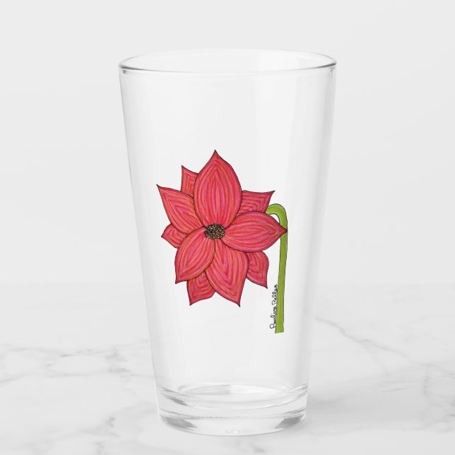 Copo De Pint Flor Estrela Vermelha (Frente)