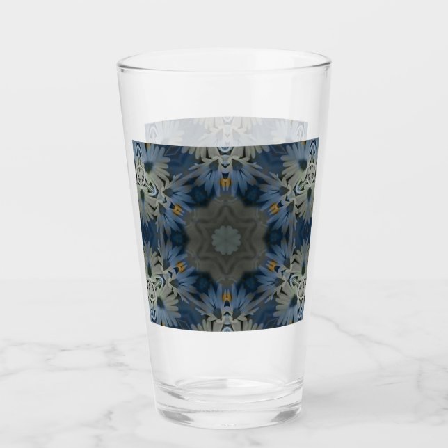 Copo De Pint Floral de Margarida Azul Antiquado (Frente)