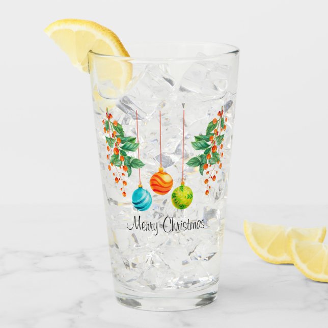 Copo De Pint Floral E Ornamentos De Natal (Gelo frontal)