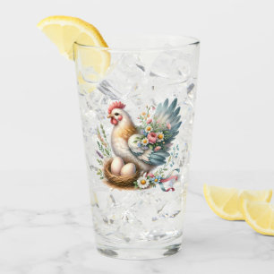 Copo De Pint Floral Hen com Ovos Vintage Farmhouse Charm