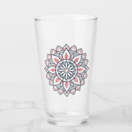 Copo De Pint Floral Mandala - Design de vidro Bebendo