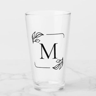 Copo De Pint Floral Minimalista Preto e Branco