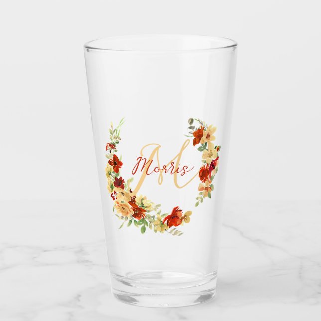 Copo De Pint Floral outonal personalizado (Frente)