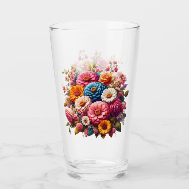 Copo De Pint Floral/Primavera Zinnia/Rosa (Frente)