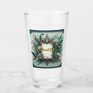Copo De Pint Floral Steampunk Wedding Green e Silver