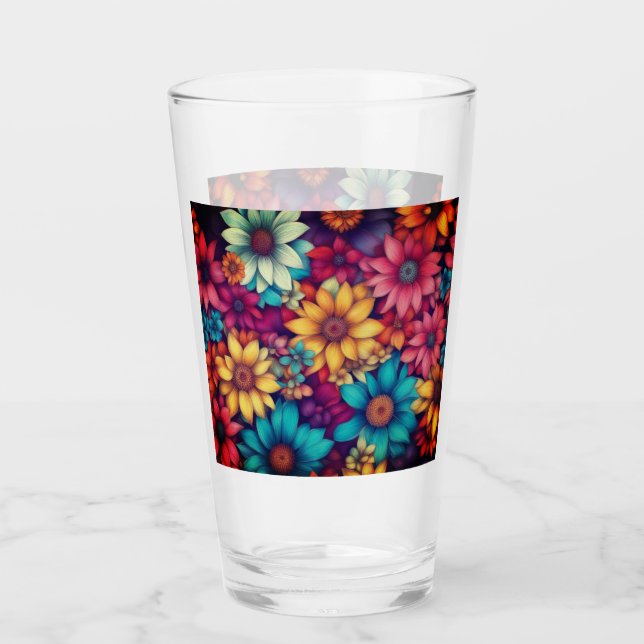 Copo De Pint Flores Bonito coloridas de Abstrato (Frente)