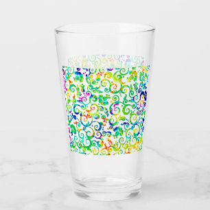 Copo De Pint Flores coloridas em aquarela em redemoinho