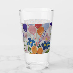 Copo De Pint Flores e Balões Vidro Tumbler