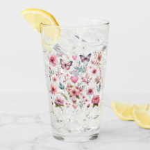 Flores femininas e borboletas rosa