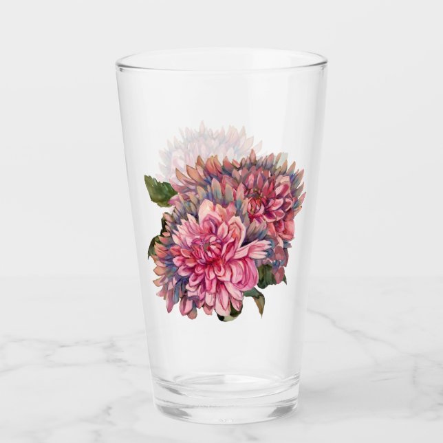 Copo De Pint Flores rosa Dahlia Vintage (Frente)