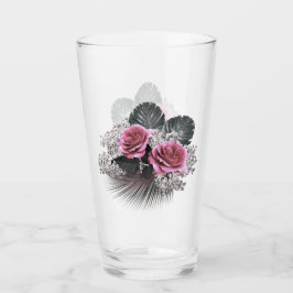 Copo De Pint Flores Rosa - Folhas Tropicais