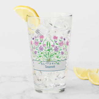 Copo De Pint Flores Selvagens Óculos de Casamento de Bridesmaid