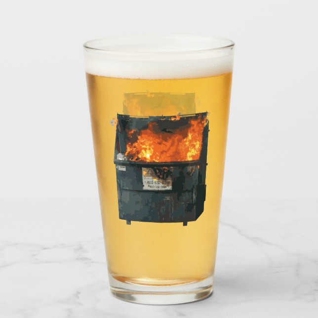 Copo De Pint Fogo no Lixo - bagunça engraçada (Frente (Preenchido))