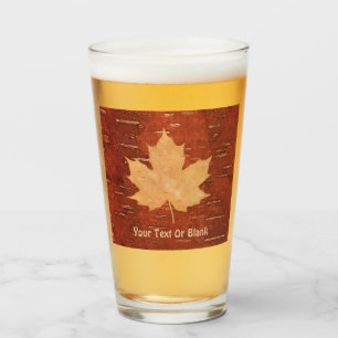 Copo De Pint Folha de Maple no Latido de Birch Interior