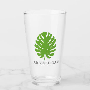 Copo De Pint Folha de Monstera Verde Azul-Marinho Festa Moderna
