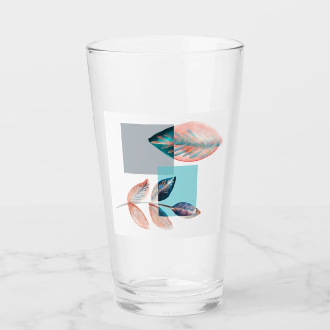 Copo De Pint Folha vermelha ciano (Frente)