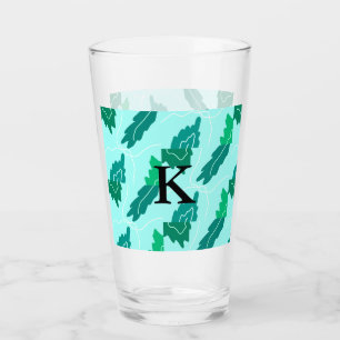 Copo De Pint Folhas de turquesa verde padrão floral adicionar m